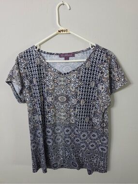 Women’s Gloria Vanderbilt Paisley Embellished Short Sleeve Top Small